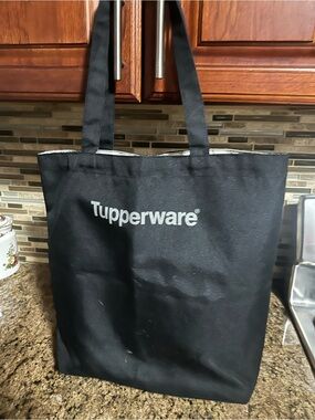 Tupperware Black Logo Reusable Tote Bag